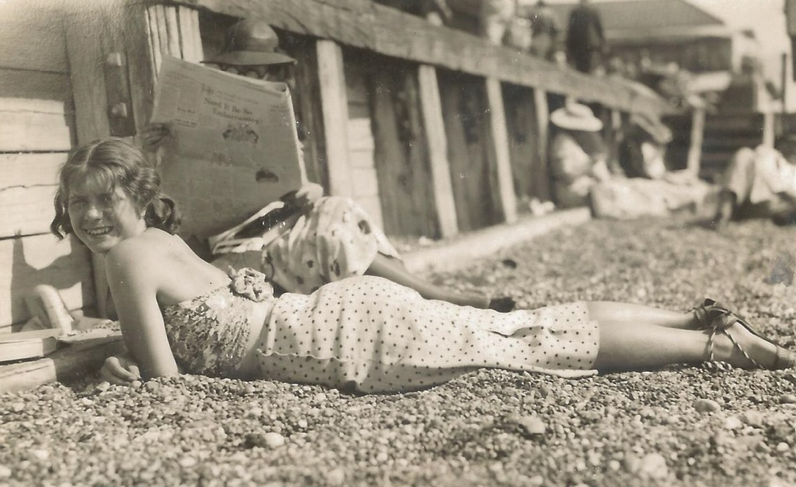 Joan enjoying the sunshine as a youngster