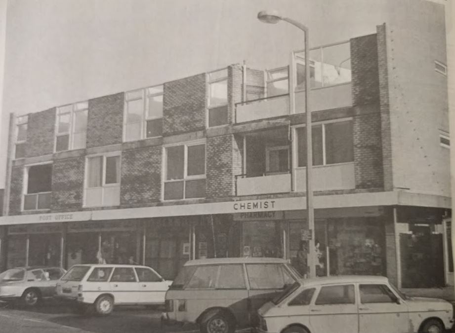 Shops and flats at Kingfisher Parade, East Wittering, lost their roofs